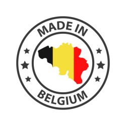 Made in Belgium icon. Stamp made in with country map